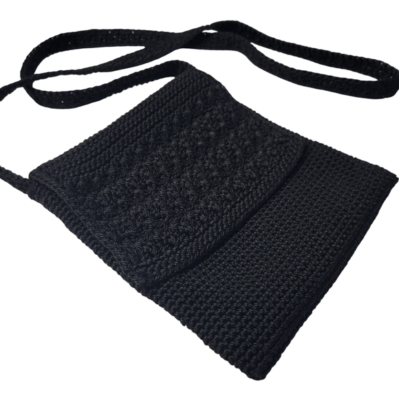 Worthington Vtg Boho Vintage Crossbody Foldover Flap Small Black Purse - Picture 1 of 11